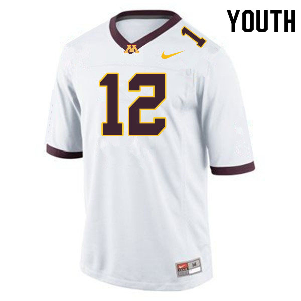 Youth #12 Cole Kramer Minnesota Golden Gophers College Football Jerseys Sale-White